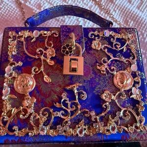 Elegant Blue and Gold Women's AKIRA handbag